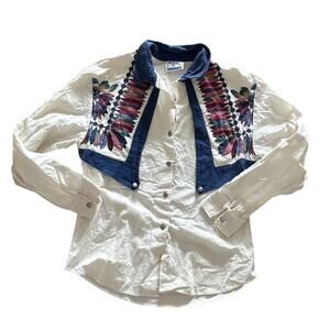 Vintage Roper Western Feather Shirt Medium – Pearl Snap Cowboy Festival Top
